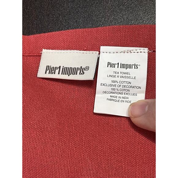 VTG Pier 1 Imports 100% Cotton Red Green White Christmas Tree Polkadot Tea Towel - Picture 10 of 11